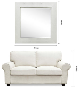 Beveled Wall Mirror,Silver on White Metallic Shagreen Leather Framed Mirror