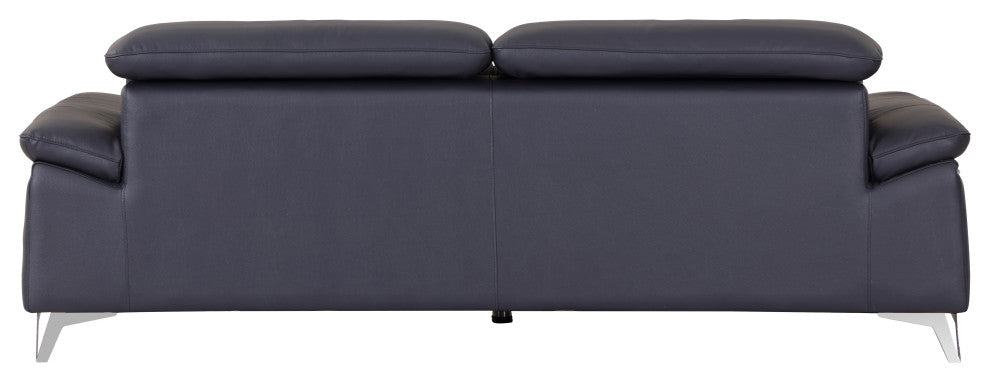 Lazio Contemporary Genuine Italian Leather Sofa Navy