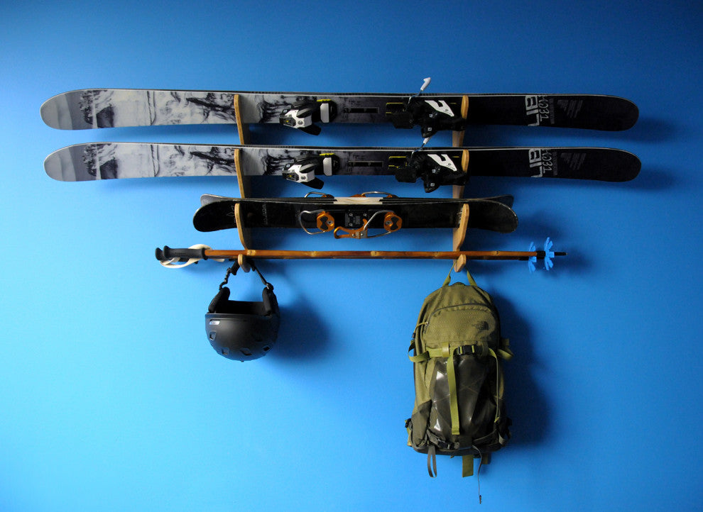 Ski Rack - The Hallsteiner Series Horizontal Ski Wall Mount, Bamboo, Trip
