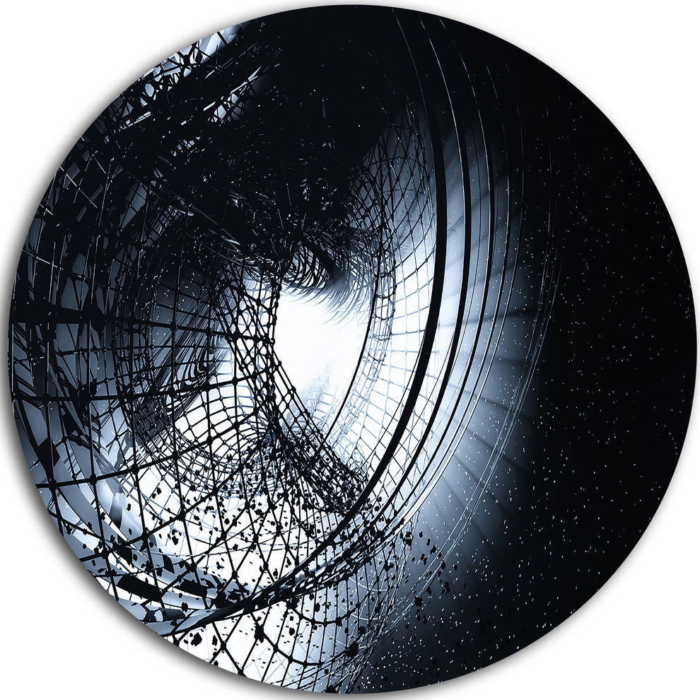 3D Abstract Art Black Spiral, Abstract Round Metal Wall Art, 11"