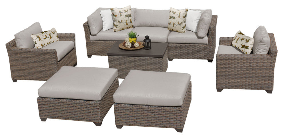 Monterey 8 Piece Outdoor Wicker Patio Furniture Set 08a, Beige