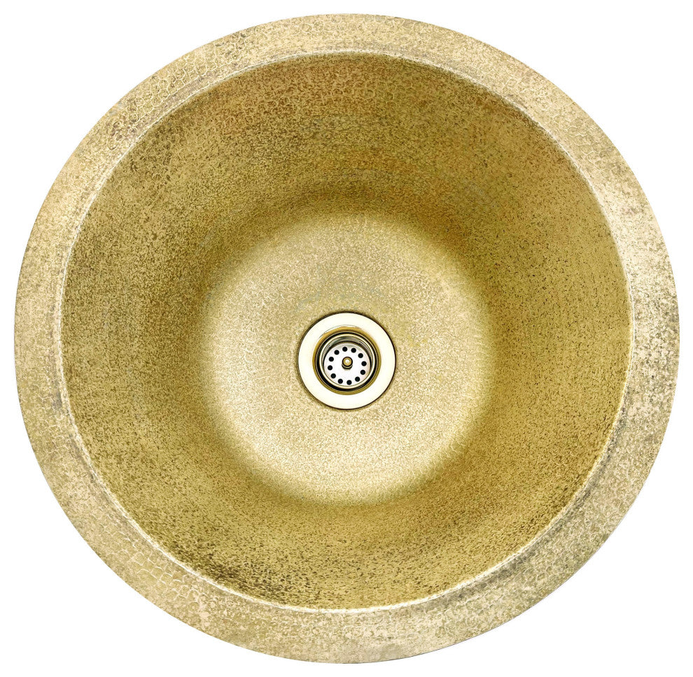 14" Hammered Weathered Brass Bar Sink, Sink With Drain