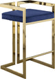 Ezra Counter Stool, Set of 2, Navy Velvet, Gold Base