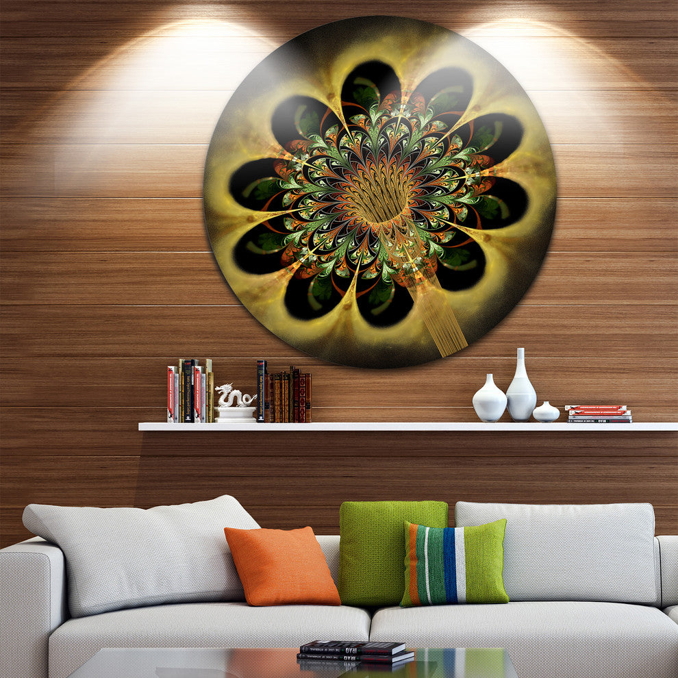 Dark Yellow Flower Rounded Petals, Floral Round Wall Art, 36"