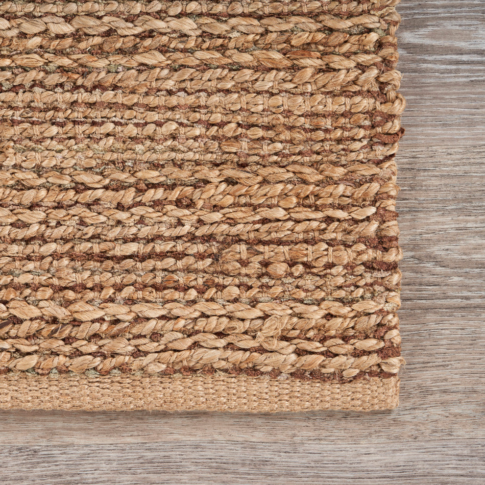 Traditional Brown Organic Jute Area Rug, 9'x12'
