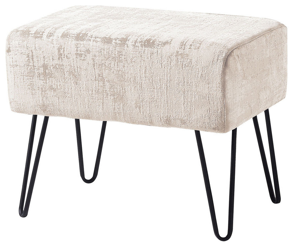 Textured Velvet Ottoman, Gardenia