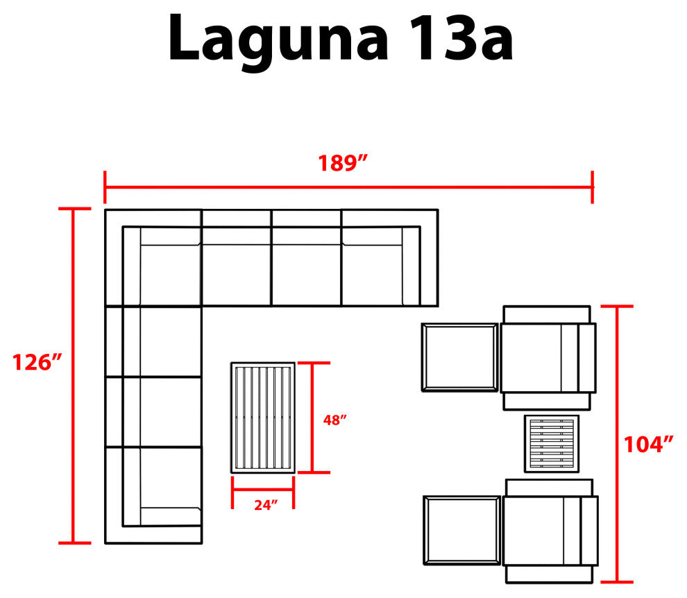 Laguna 13 Piece Outdoor Wicker Patio Furniture Set 13a