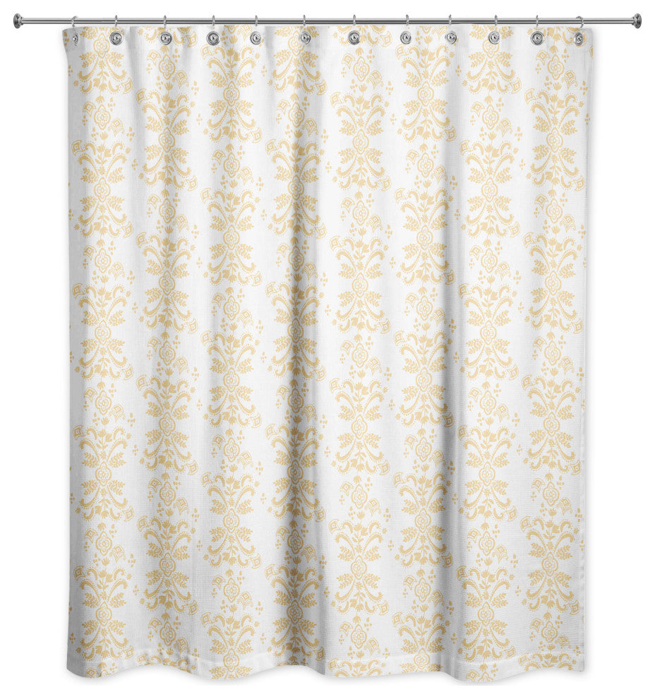 Yellow Floral Crest 71x74 Shower Curtain