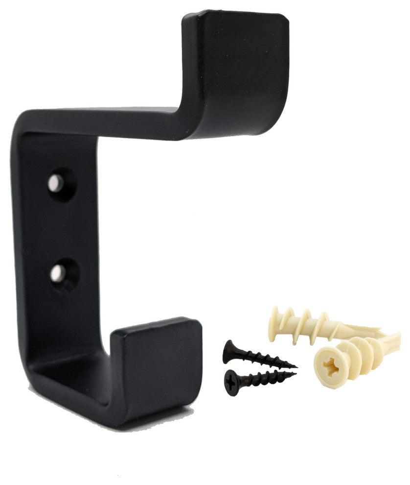 (4) Double Coat Hook C Black Steel Iron Modern Farmhouse Rustic Industrial