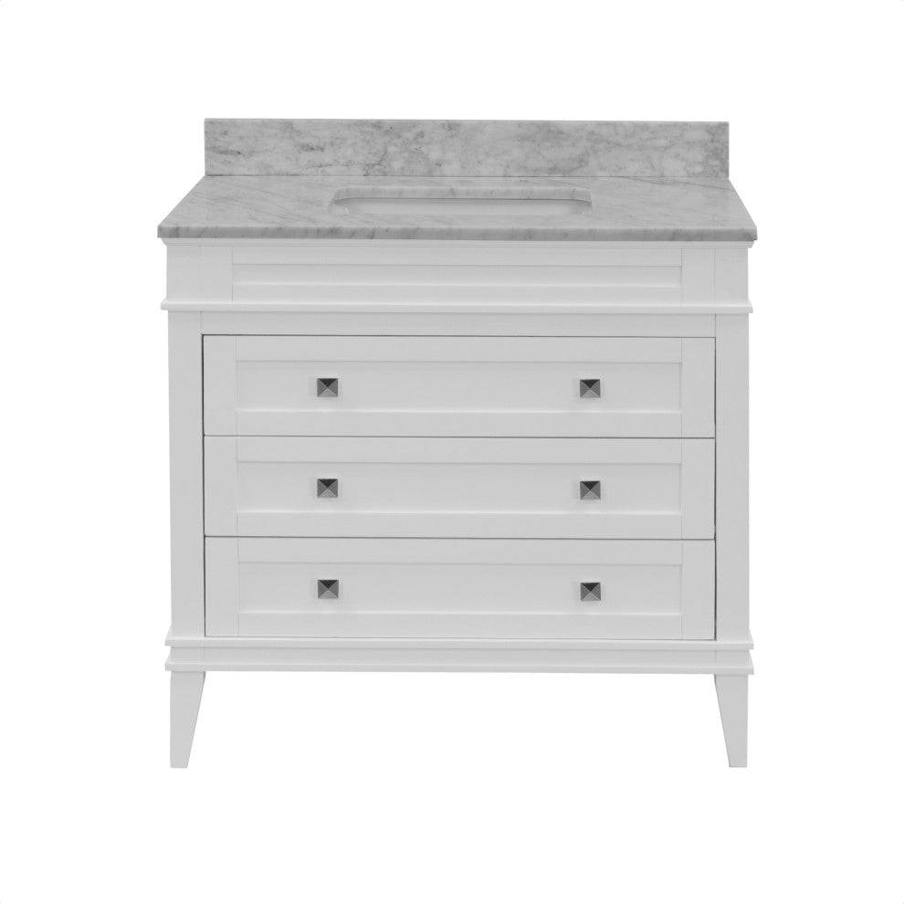 Eleanor 30" Bathroom Vanity, White, Carrara Marble Top