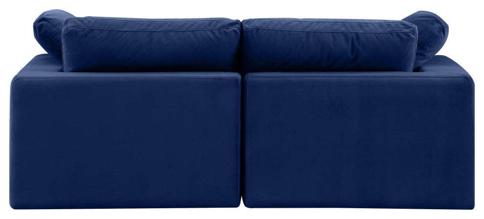Comfy Upholstered Modular Sofa, Navy, 2-Piece: 2 Corner Chair, Velvet