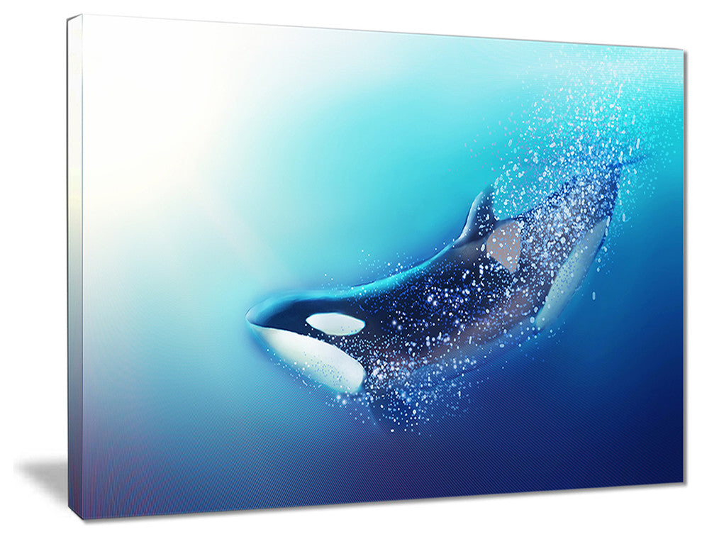 "Killer Whale and Sea" Animal Digital Art Canvas Print, 40"x30"