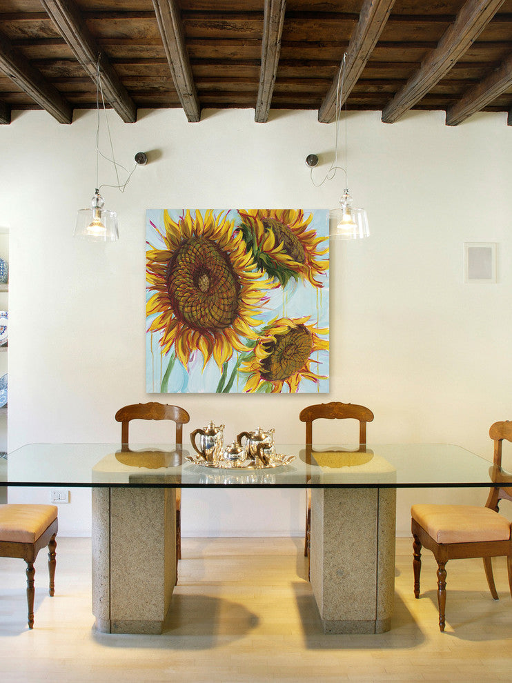 "Sunflower Love I" by Julie Joy Painting Print Wrapped Canvas, 24x24