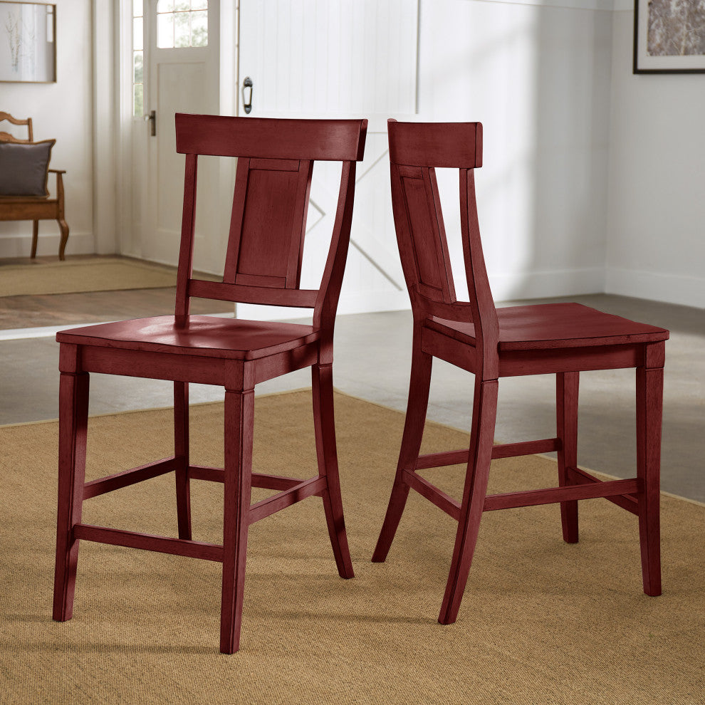 Arbor Hill Panelled Back Counter Chair, Set of 2, Berry Red
