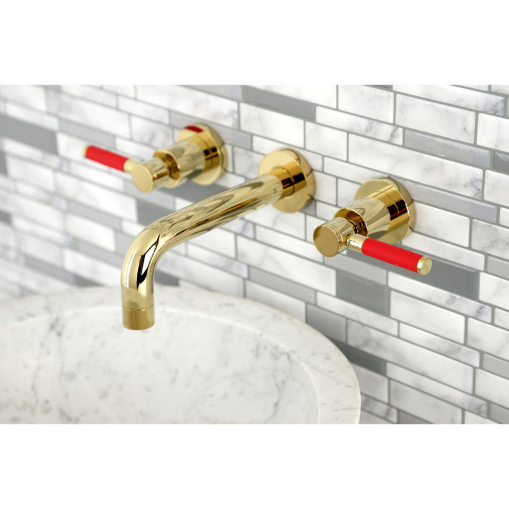 Kingston Brass KS8122DKL 2-Handle Wall Mount Bathroom Faucet, Polished Brass