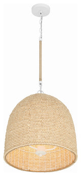 Jasper 3-Light Matte White/Natural Wood Pendant