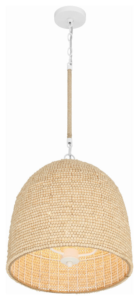 Jasper 3-Light Matte White/Natural Wood Pendant