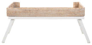 La Jolla Rattan Breakfast Tray With Foldable Legs, White Wash