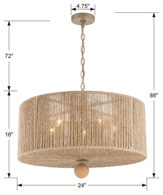 Jessa Five Light Pendant in Burnished Silver