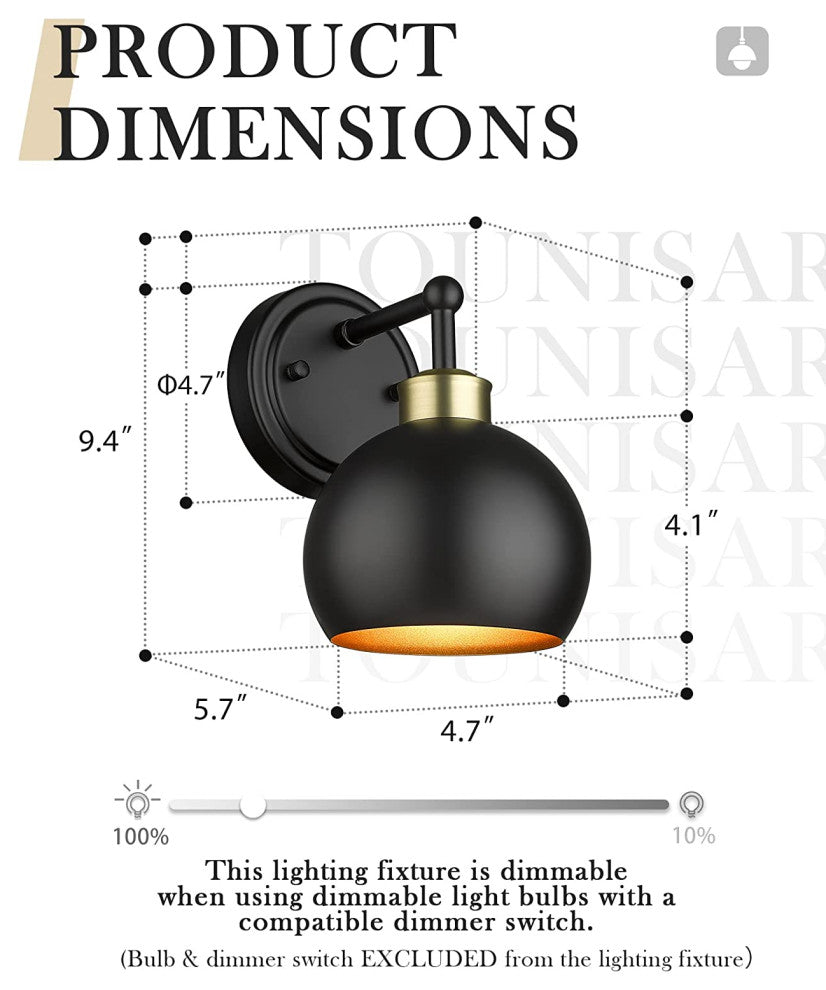 Industrial Farmhouse Wall Lamp Vintage Black Wall Sconce