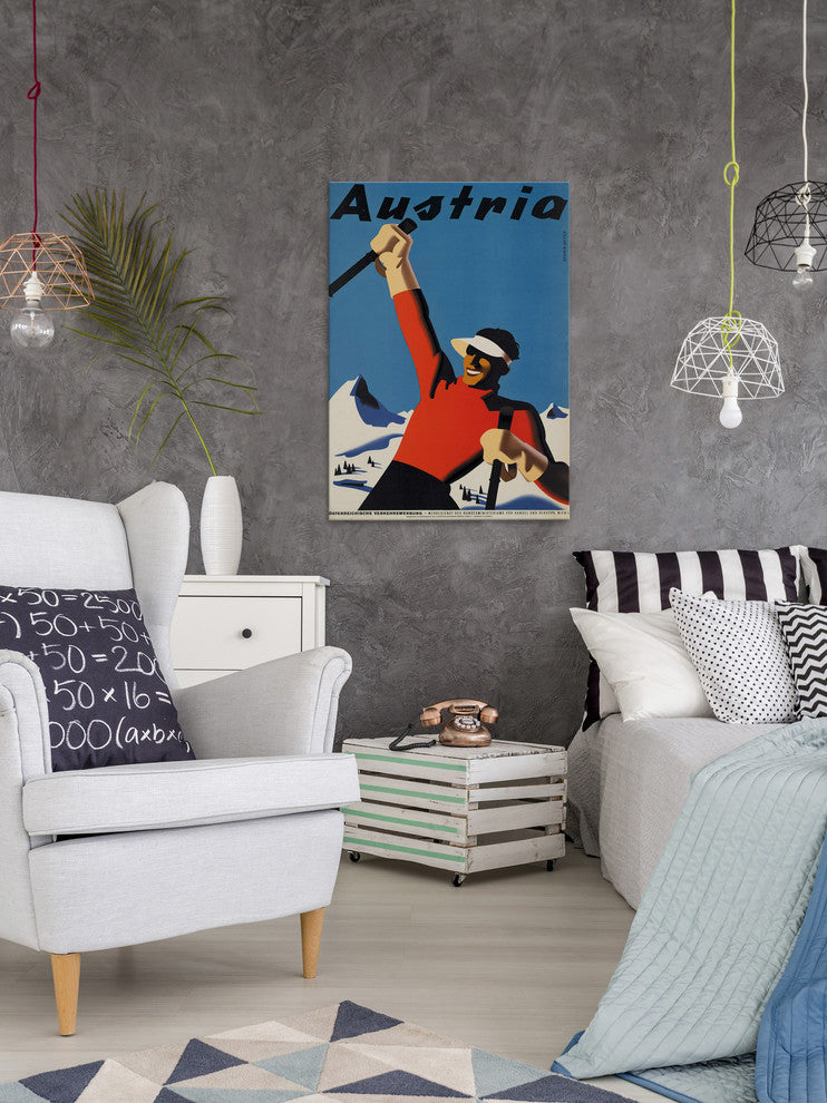 "Ski Austria" Painting Print on Wrapped Canvas, 24"x36"