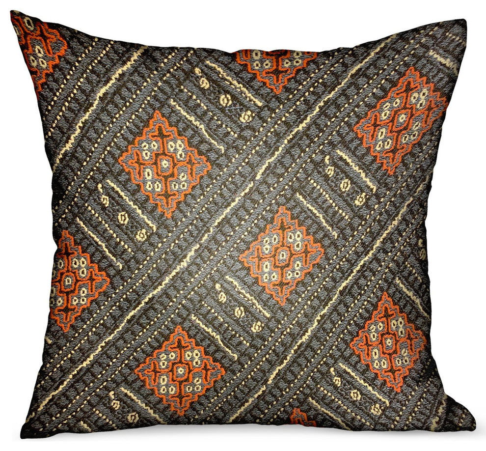 Plutus Cobalt Lattice Blue Geometric Luxury Outdoor/Indoor Throw Pillow, 16"x16"