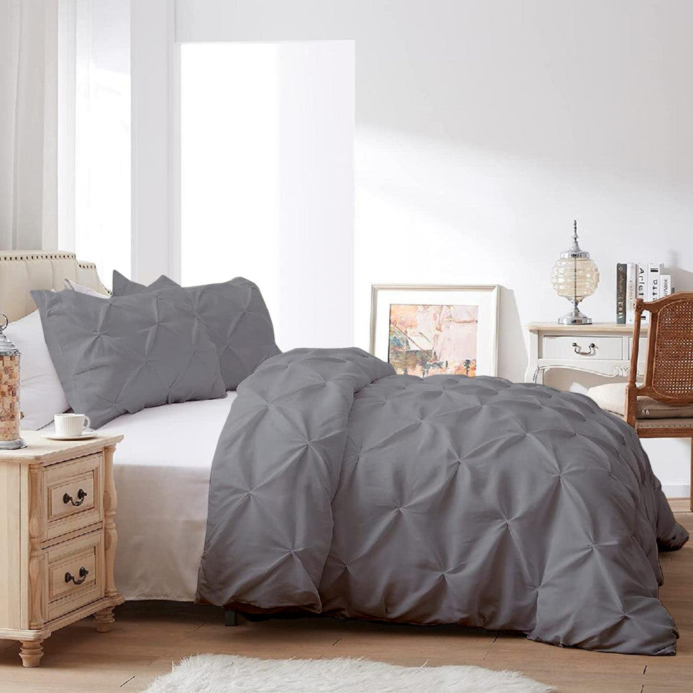 Organic Cotton 300 TC GOTS Certified 8 Internal Ties Fair Trad Pintuck Duvet Set