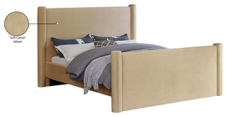 Elias Upholstered Bed, Camel, Full, Velvet
