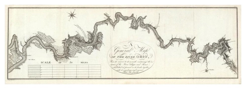 "A General Map of The River Ohio, 1796" Paper Art, 46"x17"