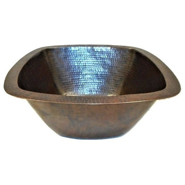 Rustic Copper Square Kitchen Bar Prep Sink with Strainer Drain