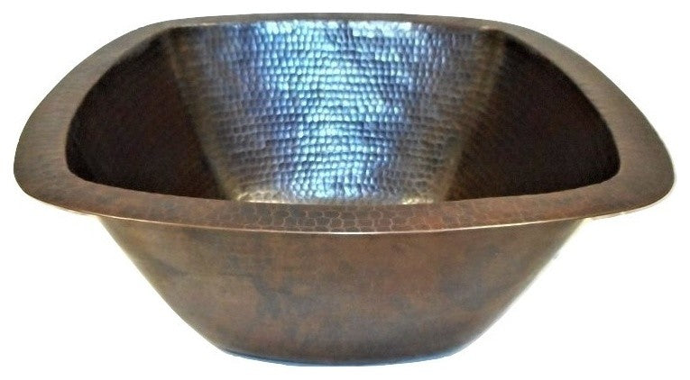 Rustic Copper Square Kitchen Bar Prep Sink with Strainer Drain