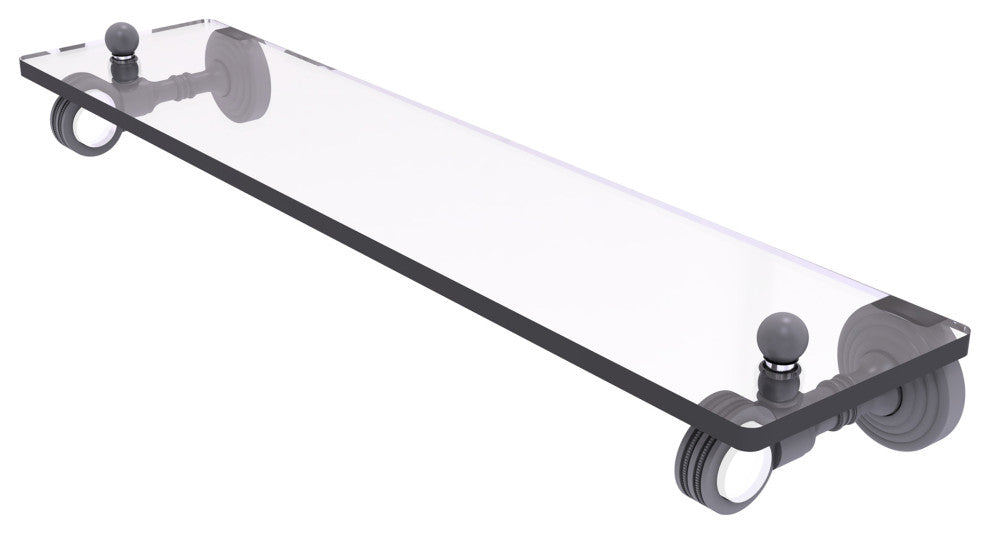 Pacific Grove 22" Glass Shelf with Dotted Accents, Matte Gray