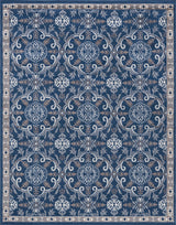 Izel Traditional Brocade Area Rug, Navy, 8'x10'