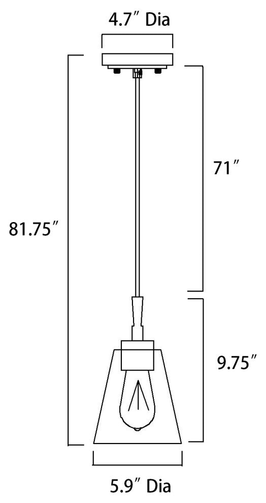Briarwood 1-Light Matte Black Modern Pendant With Clear Cone Glass Shade