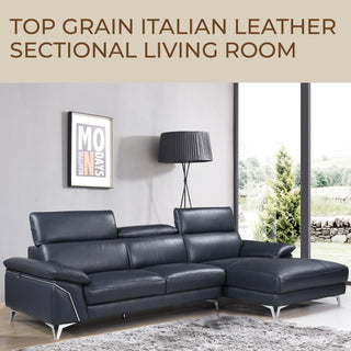 Lazio Contemporary Genuine Italian Leather Sectional, White