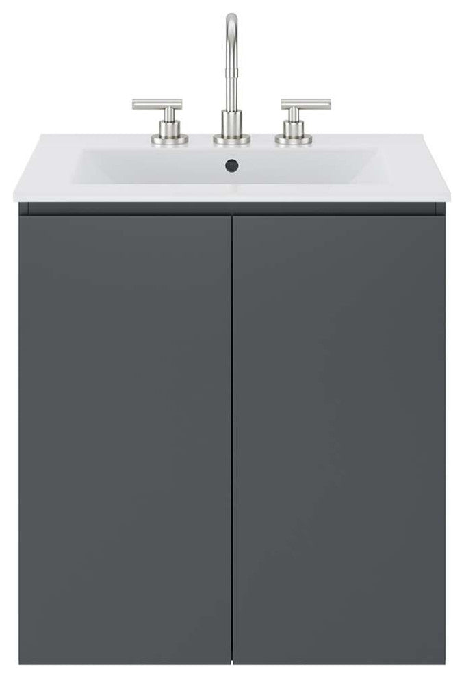 Bryn 24" Wall-Mount Bathroom Vanity, Gray White