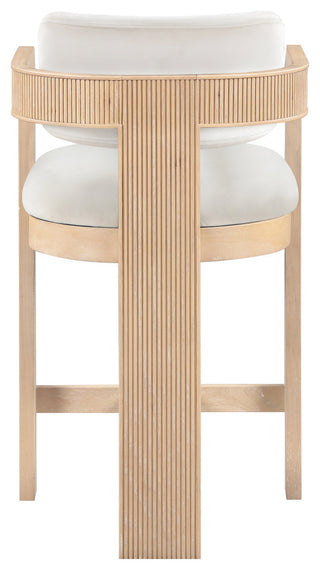 Sacha Upholstered Bar and Counter Stool, Cream, Velvet, Natural