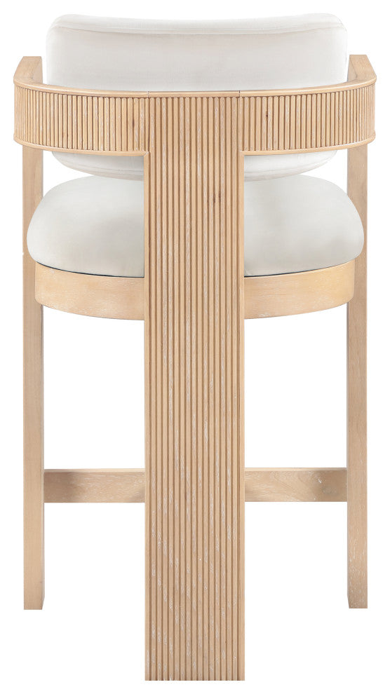 Sacha Upholstered Bar and Counter Stool, Cream, Velvet, Natural