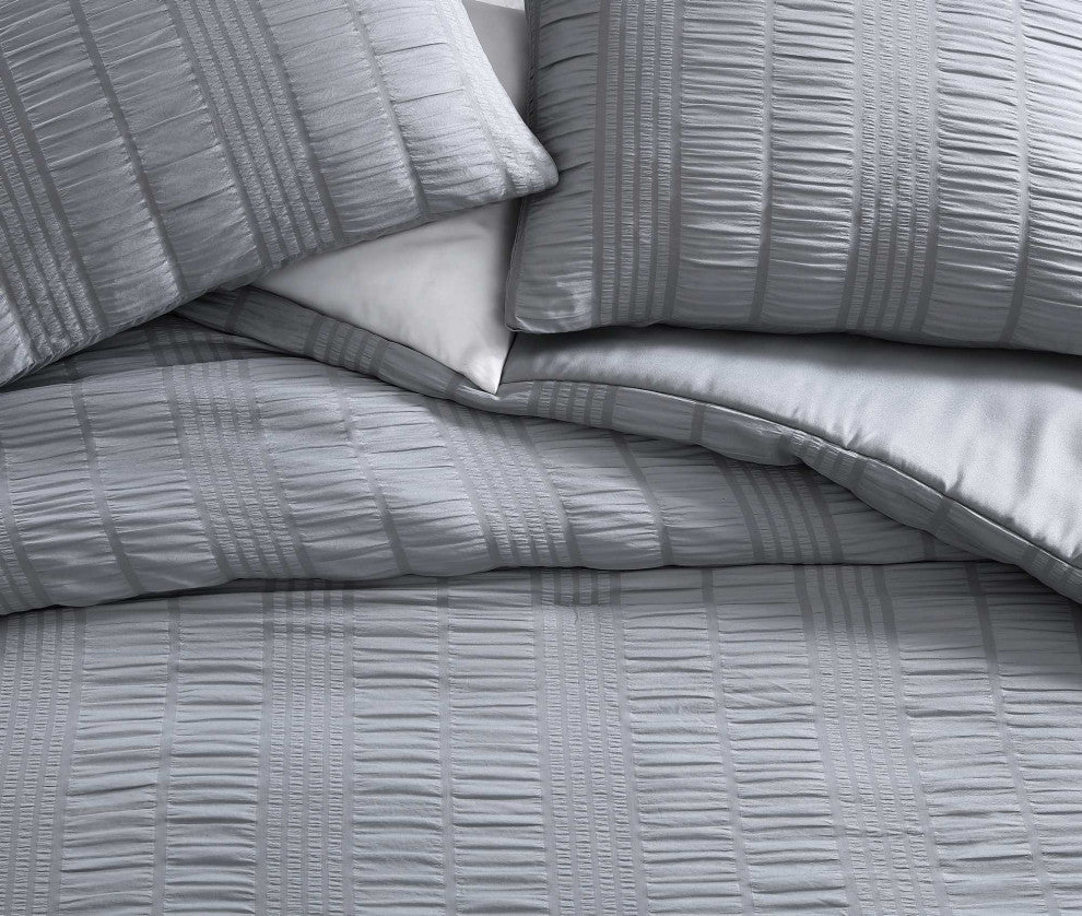 The Nesting Company Elm 3 Piece Comforter Set - King - Gray