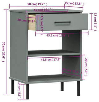 vidaXL Console Cabinet Buffet Table with Metal Legs Gray Solid Wood Pine OSLO