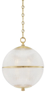 Sphere No. 3 1-Light Pendant by Mark D. Sikes, Small, Aged Brass, Clear