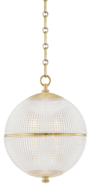 Sphere No. 3 1-Light Pendant by Mark D. Sikes, Small, Aged Brass, Clear