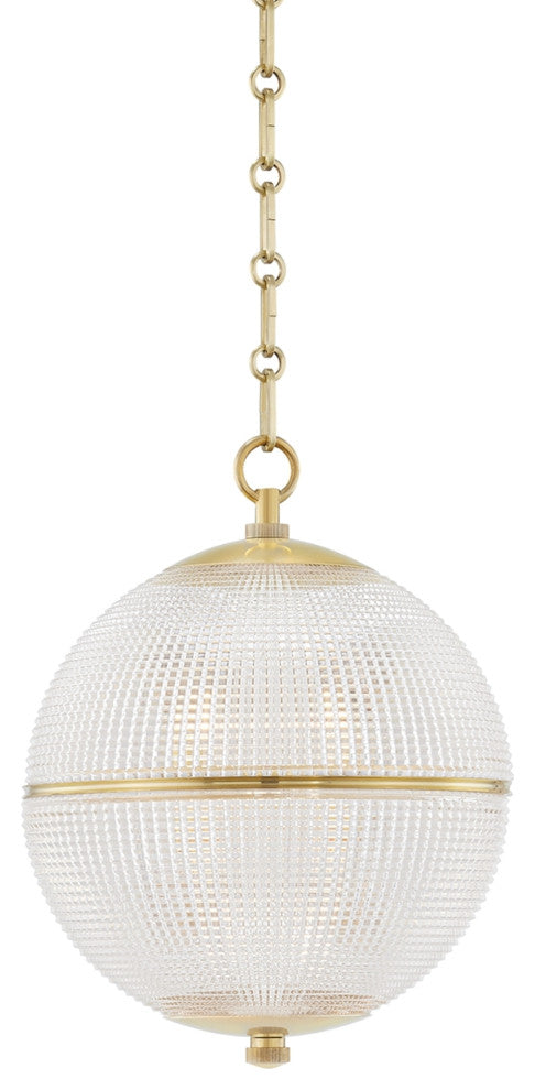 Sphere No. 3 1-Light Pendant by Mark D. Sikes, Small, Aged Brass, Clear