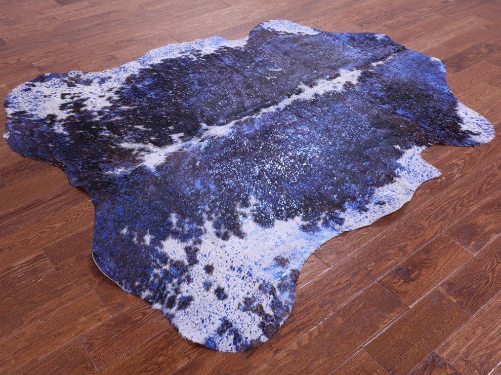 Blue Metallic Cowhide Rug 6' 9" X 6' 0" C2126