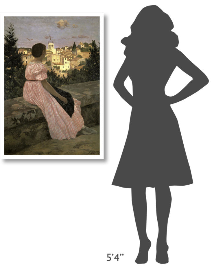 "The Pink Dress (View of Castelnau-le-Lez, Herault)" Paper Art, 27"x38"