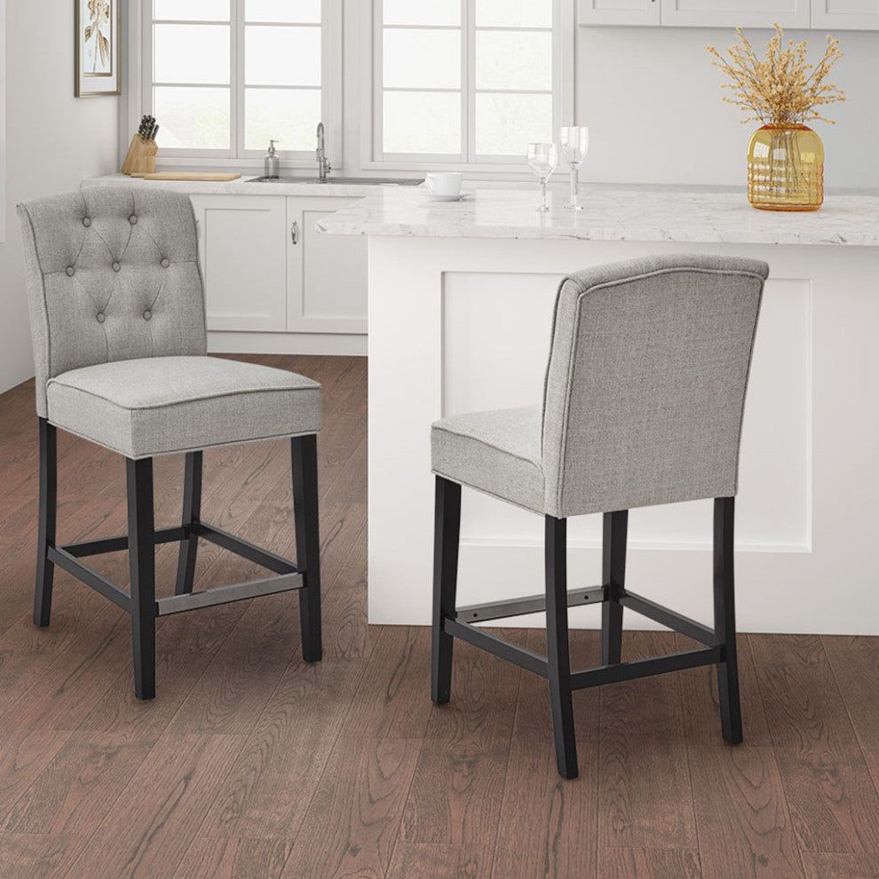 Madison Park Marian Tufted Back 26" Counter Stools, Grey