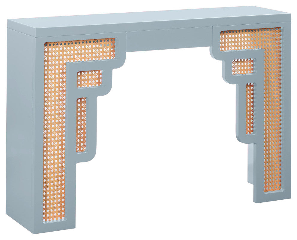 Suzie Pastel Blue/Rattan Console Table
