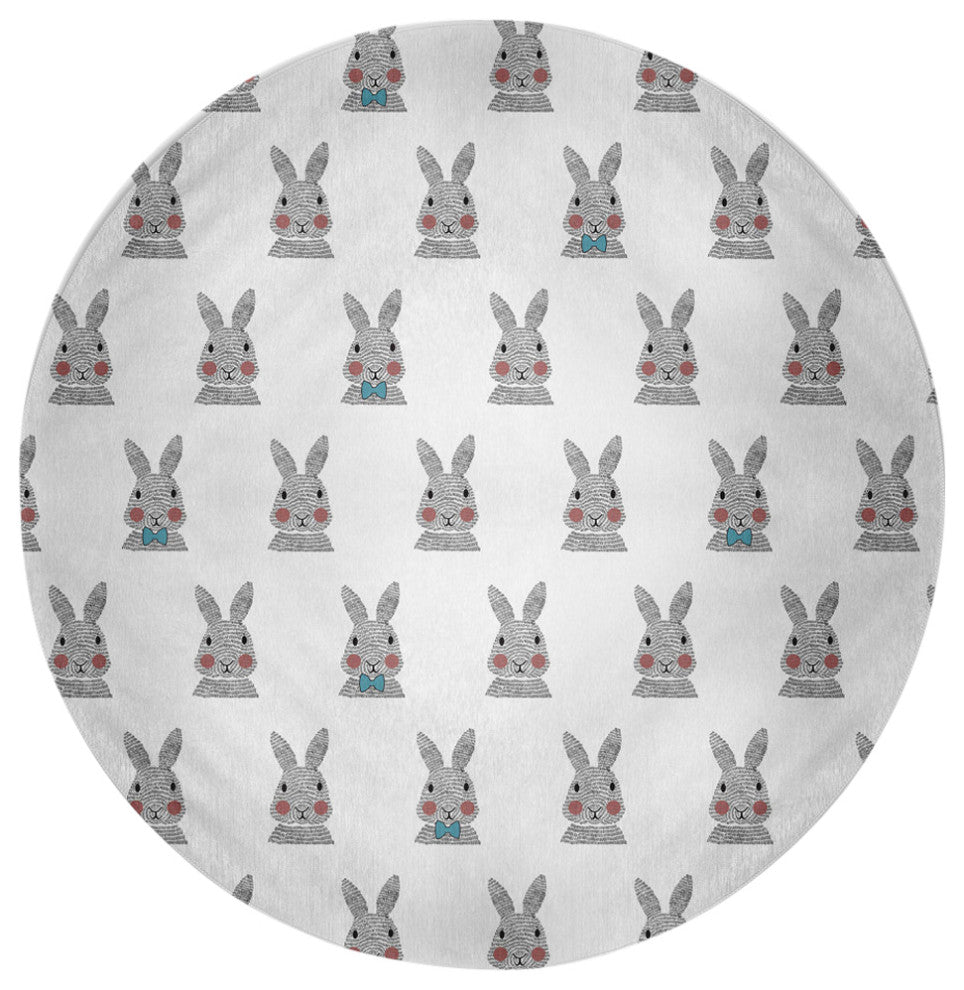 Bunny Fluffle Easter Chenille Rug, Explorer Blue, 5' Round