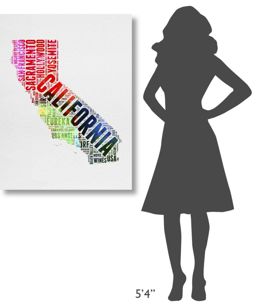 "California Watercolor Word Cloud" Fine Art Print