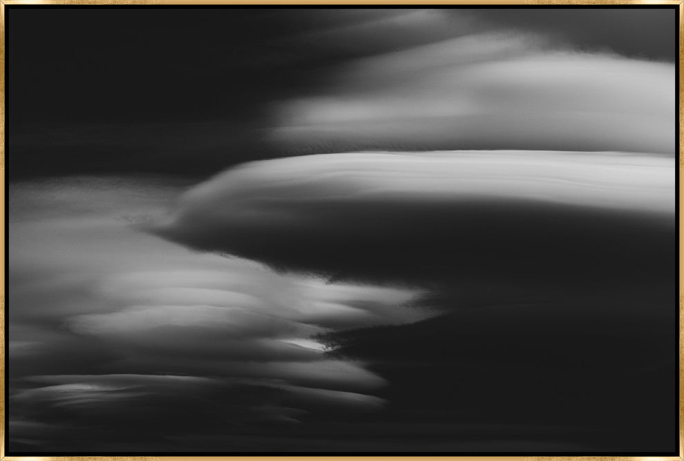 36x24 Lenticular Clouds IV, Framed Artwork, Gold